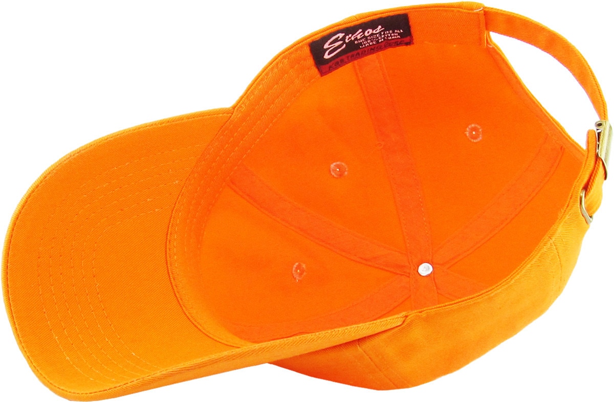 Orange Low Profile Baseball Caps Inside Turned Over View